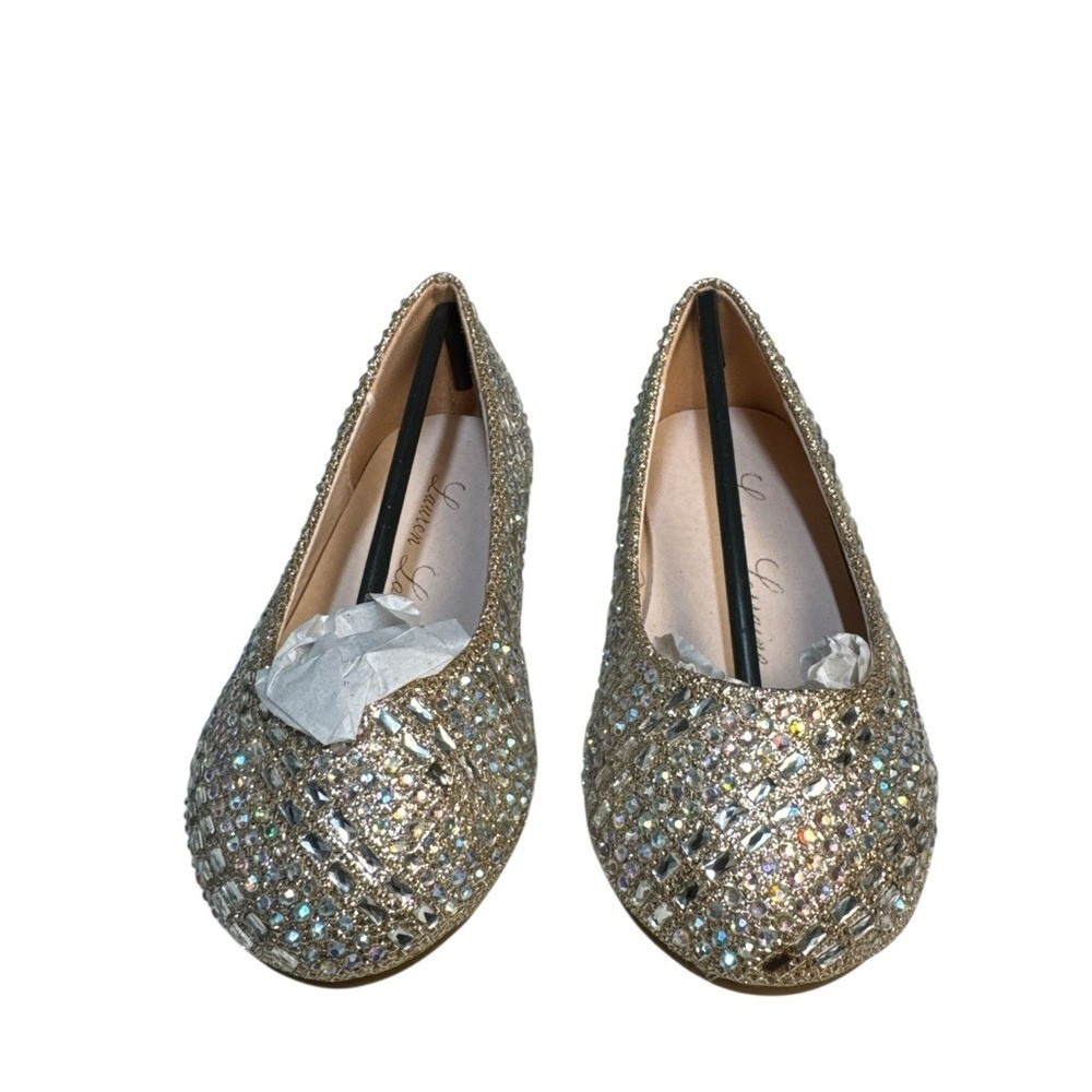 Lauren Lorraine Brenda-K Nude Gold Sparkle Kids Dress‎ Shoes Size 8 Read!